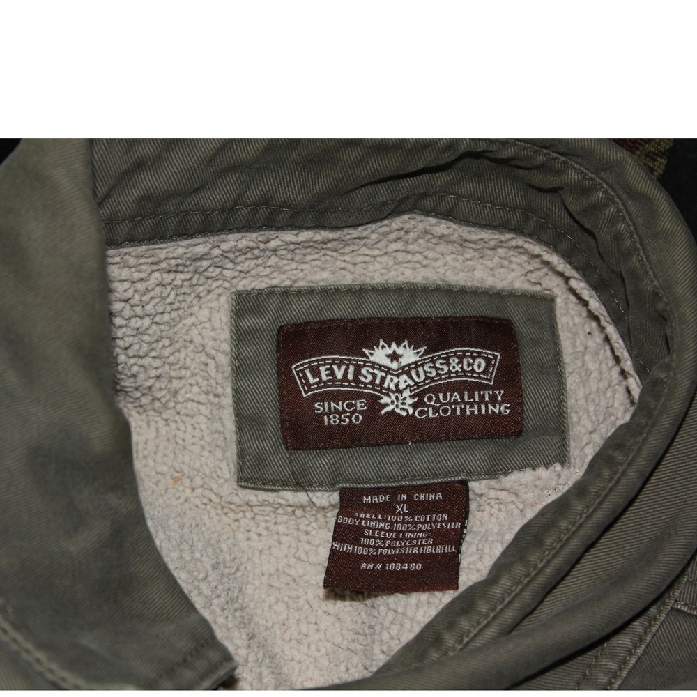 Levi's Sherpa Lined Work Shirt Jacket SZ XL Gray Workwear‎ Utility Chore Coat - Picture 4 of 10